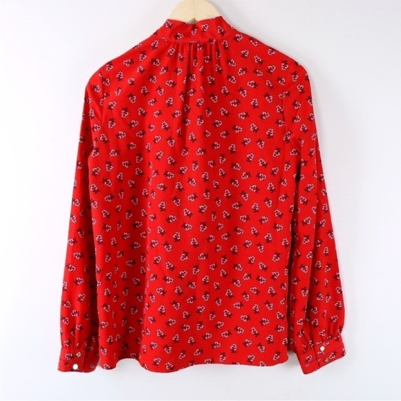 Draper James Red  Floral Tie Neck Top Sz S NWOT - Picture 5 of 8